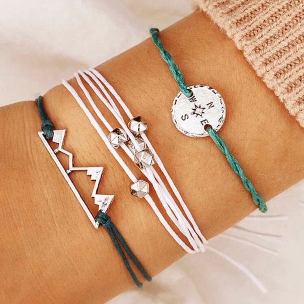 3 piece bracelet set - Mountain, Compass